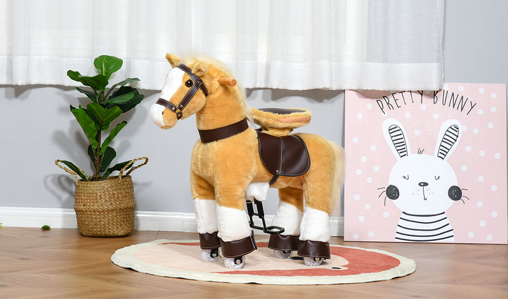 Plush ride-on horse with wheels from Aosom.com