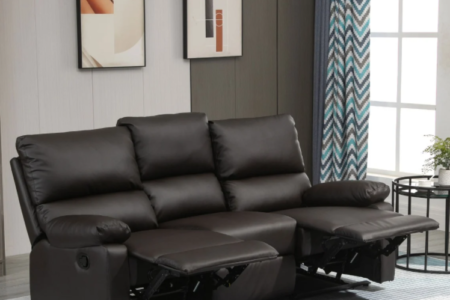 Black Leather Recliner Sofa by Aosom.com
