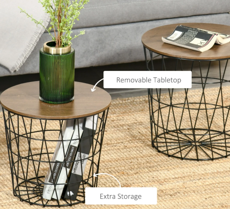 Round Retro-Industrial Coffee-End Tables from Aosom.com